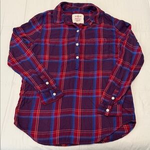 SO Women's Plaid Button Down Shirt - Red and Blue